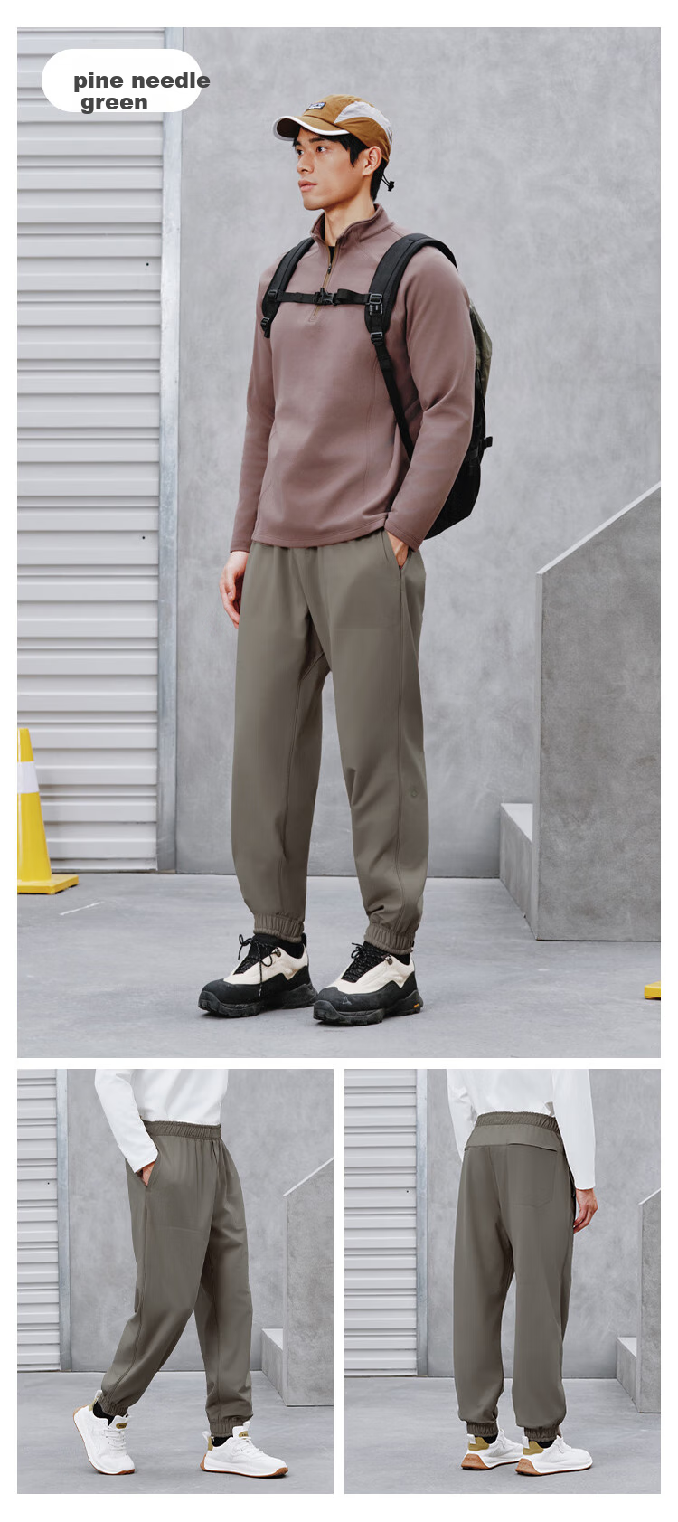 JD Original Double-Layer Warm Sports Pants, Autumn And Winter Commute Outdoor Fitness Running Casual Pants for Men, Fleece-Lined Versatile, Pine Green 2XL 17