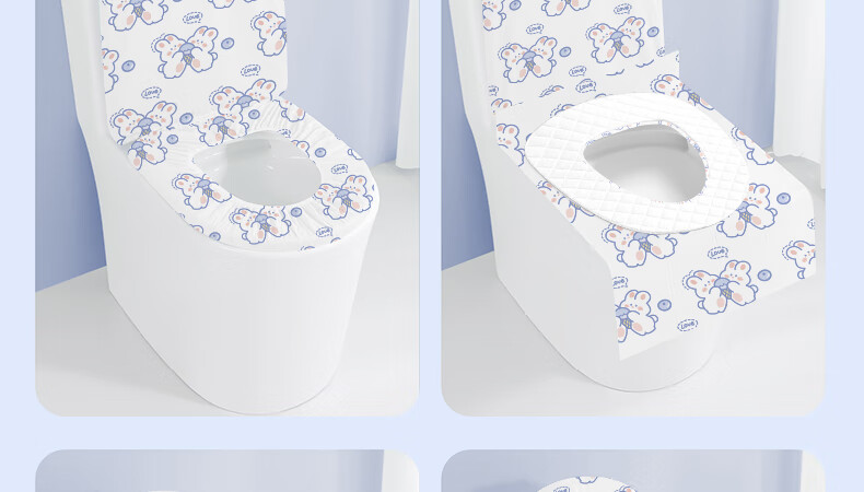 Guxu Disposable Toilet Seat Covers Thickened Full Coverage Adhesive Toilet Seat Protector for Hotel Travel Business Trip 16