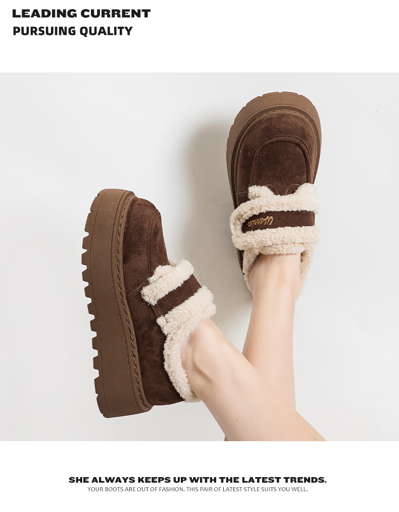 Warrior Women's Cotton Shoes 2025 Winter New Plush Boots Warm Versatile Sports Cotton Boots Brown Size 39 9