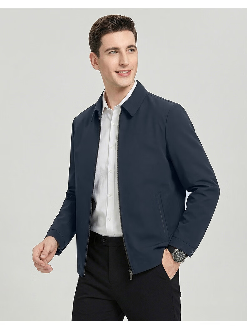FIRS Men's Jacket Executive Coat Spring Autumn Business Casual Young Middle-aged Turn-down Collar Simple Workwear Short Coat 11