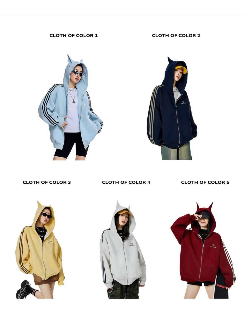 ICH MODE American Vintage Ear Hoodie Cardigan Jacket Women Spring Autumn New Loose Casual Sweatshirt Top Wine Red M 2