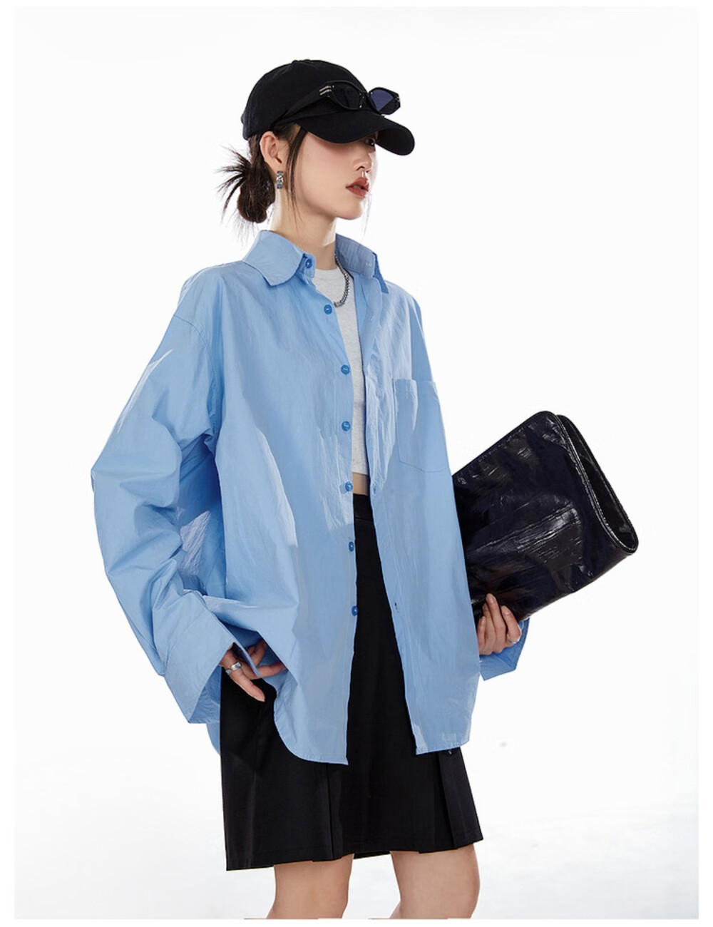 ICH MODE American Vintage White Shirt Women Casual Loose Fit Trendy Blouse Jacket Top Lazy Style White M 8