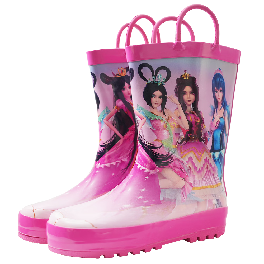 Youxi Children's Rain Boots, Yelolili Girls' Rain Boots, Baby Water Shoes, Kindergarten 3-6 Years Old, Non-Slip, Wear-Resistant, Lightweight, Size 25