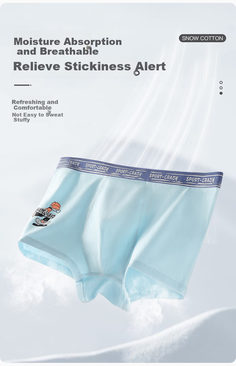 Bingxuemumian Teenage Underwear for Boys, Puberty 12-16 Years Old, Middle And High School Students, Class A Cotton Antibacterial Children's Boxer Briefs 6