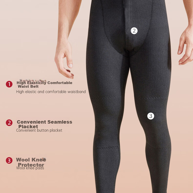 SNOWFLYING [Wool And Silk Knee Pads] New Autumn Men's Thermal Pants, Fleece-Lined Thick Knee Pads Cotton Pants Autumn Long Johns Cold-Proof 3XL 6