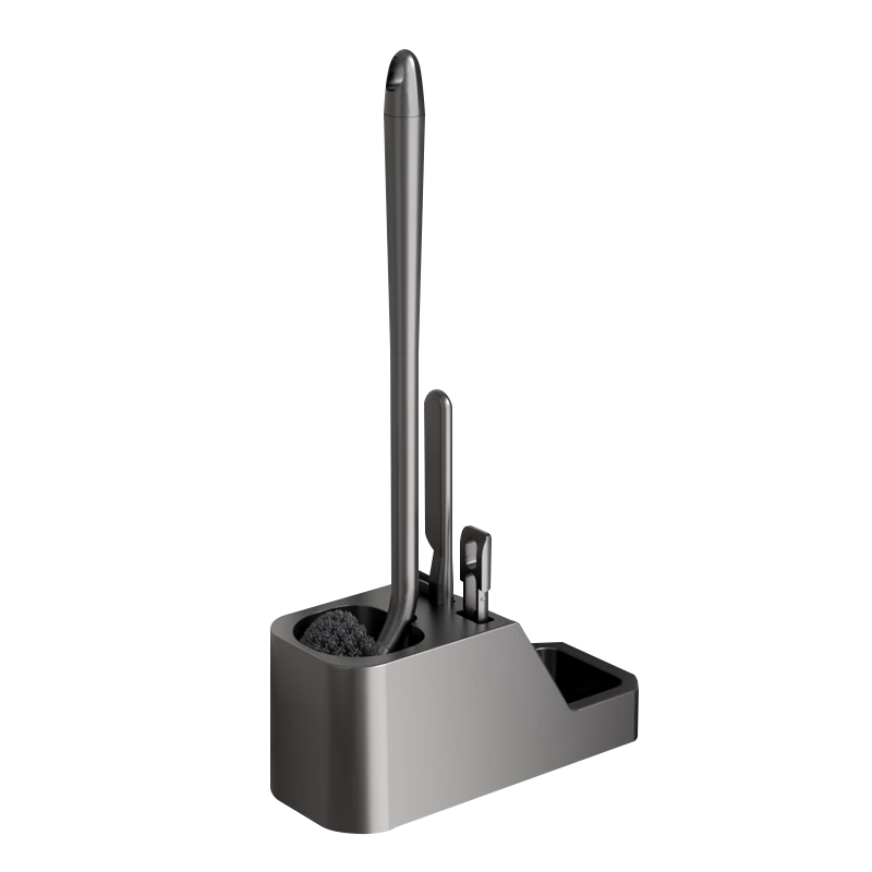 Aimeiya No-Drill Toilet Brush Set with Extended Handle and Storage, Bathroom Cleaning Brush for Toilet, No Dead Angle Cleaning
