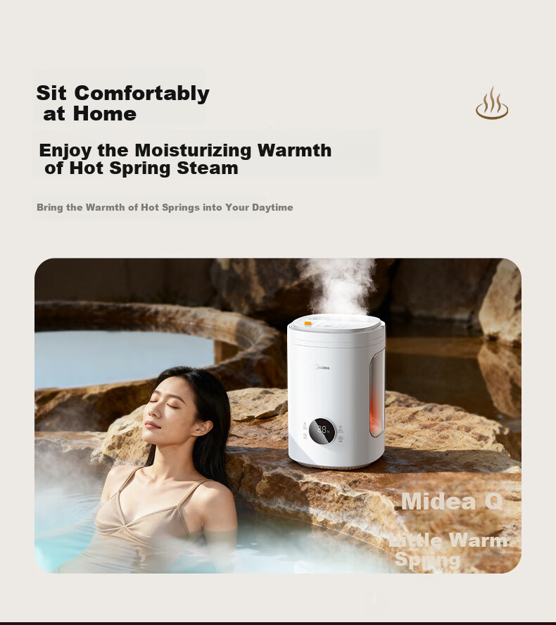 Midea [Night Light] Hot Steam Evaporative Humidifier for Rhinitis, Infants, Pregnant Women, Quiet Steaming Distillation Sterilization Home Bedroom Desktop Small Atomizer Birthday Gift SR-2R50Z 4