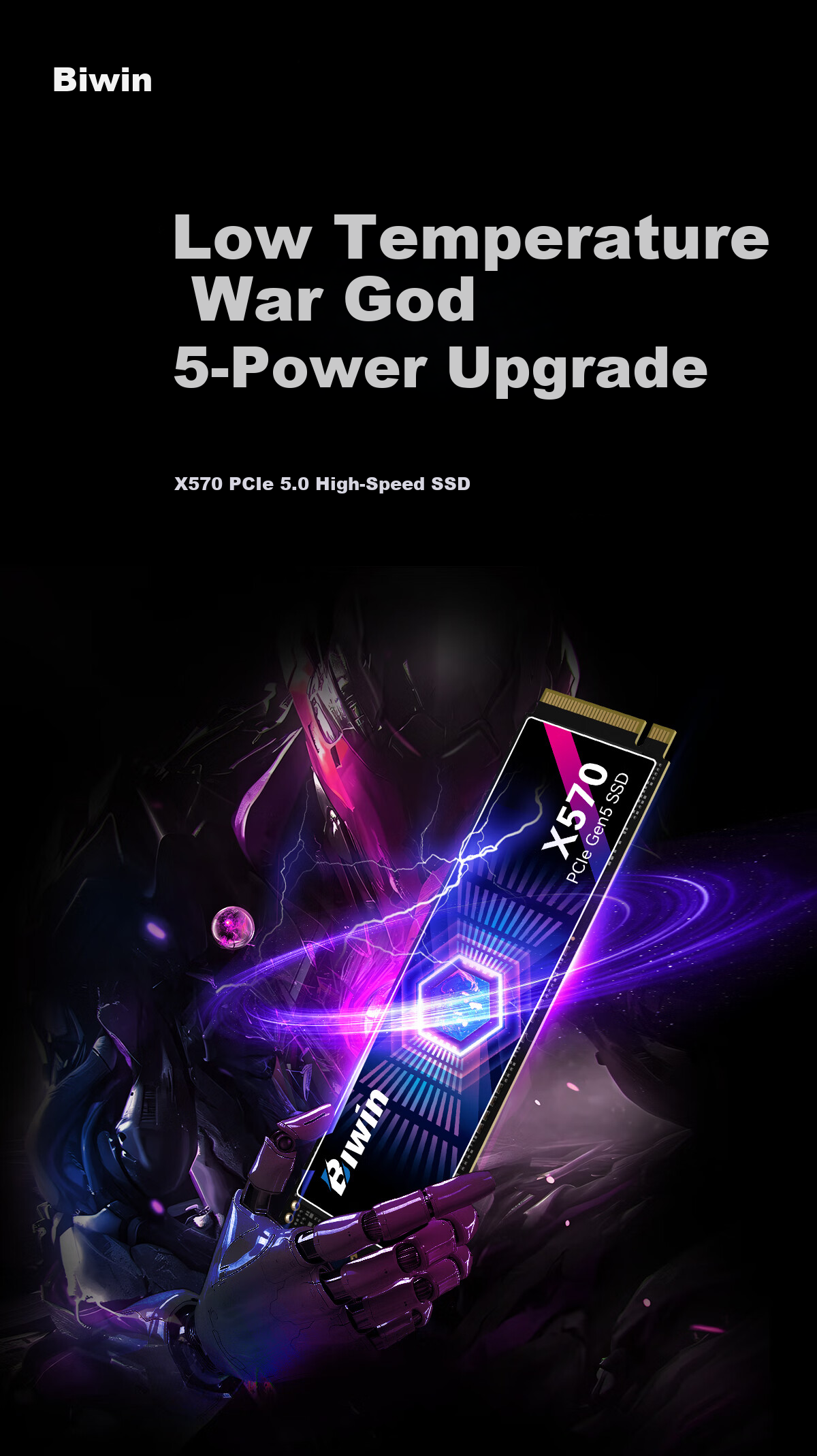BIWIN 4TB SSD, M.2 Interface (NVMe Protocol), X570 Series, PCIe 5.0, Read Speed 14500MB/s, AI PC Computer Storage Accessory 2