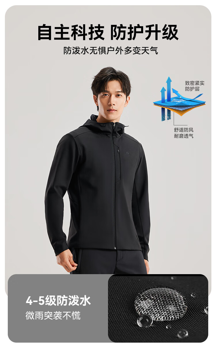 Toread Men's Softshell Jacket Autumn Winter Outdoor Windproof Warm Hooded Hiking Fleece-Lined Sports Cardigan 1