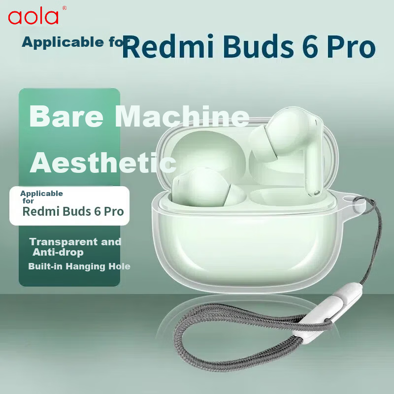 Aolang Compatible with Xiaomi Redmi Buds6Pro Case, Xiaomi 6Pro Bluetooth Earphone TPU Charging Case, Silicone Storage Case, Soft Transparent