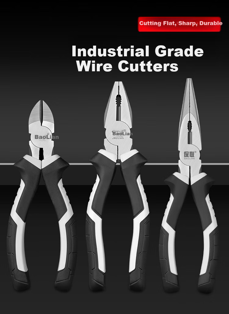 Baolian American-Style Wire Pliers, Needle-Nose Pliers, Diagonal Pliers Three-Piece Set, Powerful Labor-Saving Tiger Pliers, Multi-Functional Household Hardware Tools 1