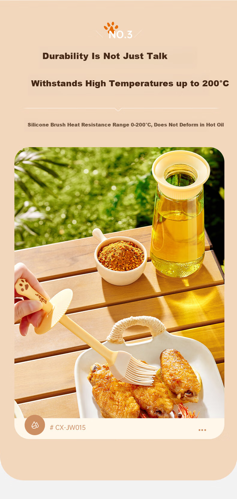 Bear Oil Brush Bottle, Silicone Oil Brush Integrated Bottle, Oil Brush for Pancakes, Oil Bottle, Seasoning Bottle, Outdoor Barbecue, 250mL 6