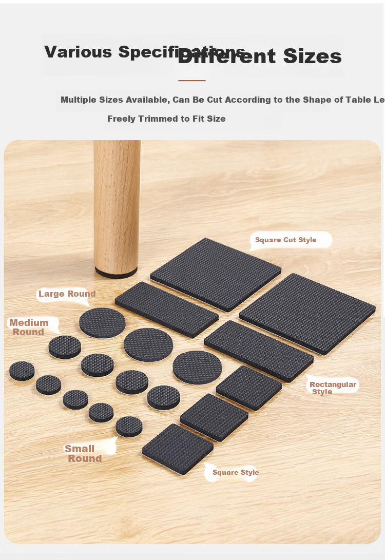 Hujia Table And Chair Foot Pads, 52 Pieces Self-Adhesive Non-Slip Stickers, Quiet Wear-Resistant Furniture Protection Pads, Multiple Sizes Available 6