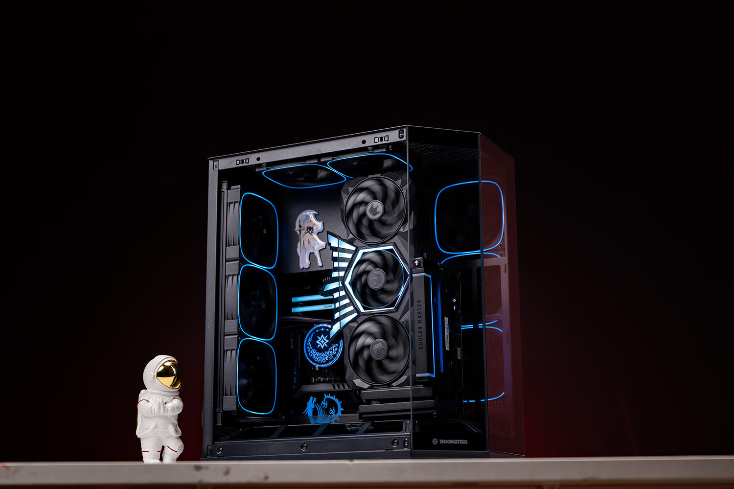 GALAX Starry Space Station Desktop PC Case Vertical GPU Mount White Figurine Slot ATX TYPE-C Quick Release Supports 360mm Water Cooling Cable Management Integrated Cable Extension 2