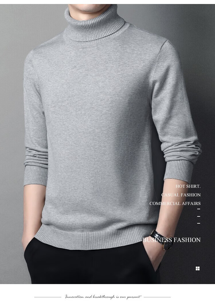 MULINSEN Men's Turtleneck Sweater Autumn Winter Warm Pure Cotton New Year Base Knitwear Wine Red XL 2