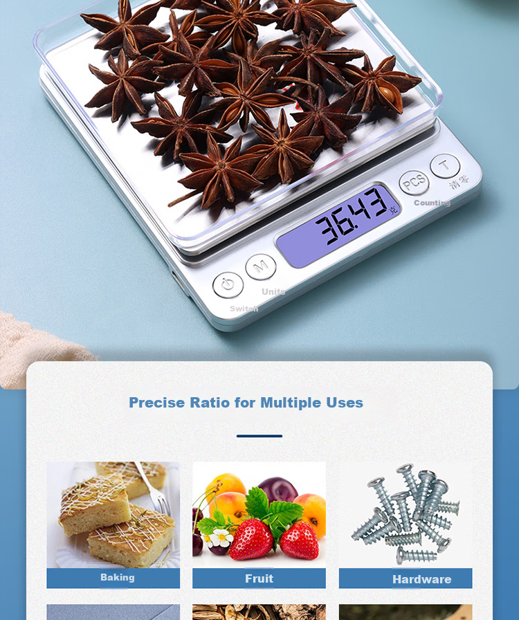 BJ Kitchen Scale, Electronic Scale, 0.01g/500g, Baking Scale, High-Precision Gram Scale, Food Scale, Tea Balance, Small Scale, Rechargeable 4
