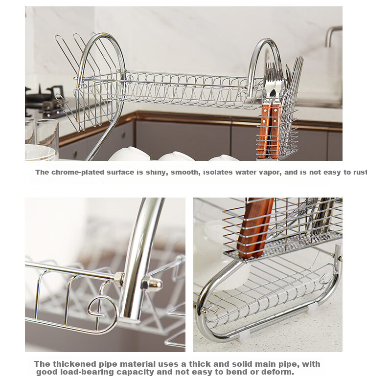 Ourunzhe Bowl And Plate Rack, S-Shaped Double-Layer Kitchen Dish Storage Rack, Draining Bowl Holder, Chopstick Stand, Dish And Plate Organizer 11