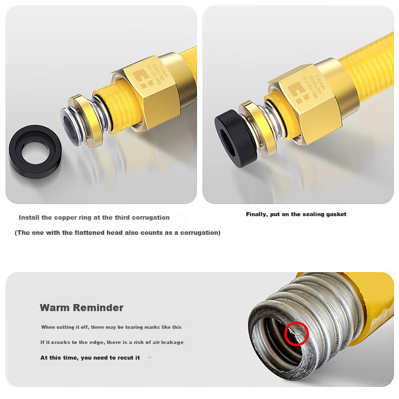 Haili 5-Meter Natural Gas Dedicated Flexible Pipe, Corrugated Pipe, National Standard Household Stainless Steel Gas Stove And Water Heater Connection Hose 16