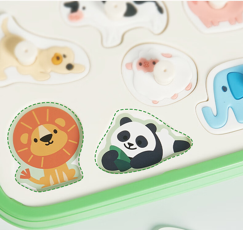 BG-BABYGO Montessori Early Education Animal Matching Puzzle Baby Building Blocks Food-Grade Silicone Chewable Educational Toy 15