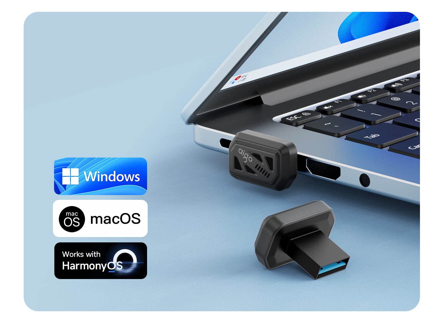 Aigo 128GB USB-A Car Mini Compact C3A Flash Drive 450MB/s Read Speed Car Sentinel USB Drive Dash Cam USB Drive Large Capacity for Study and Office 1