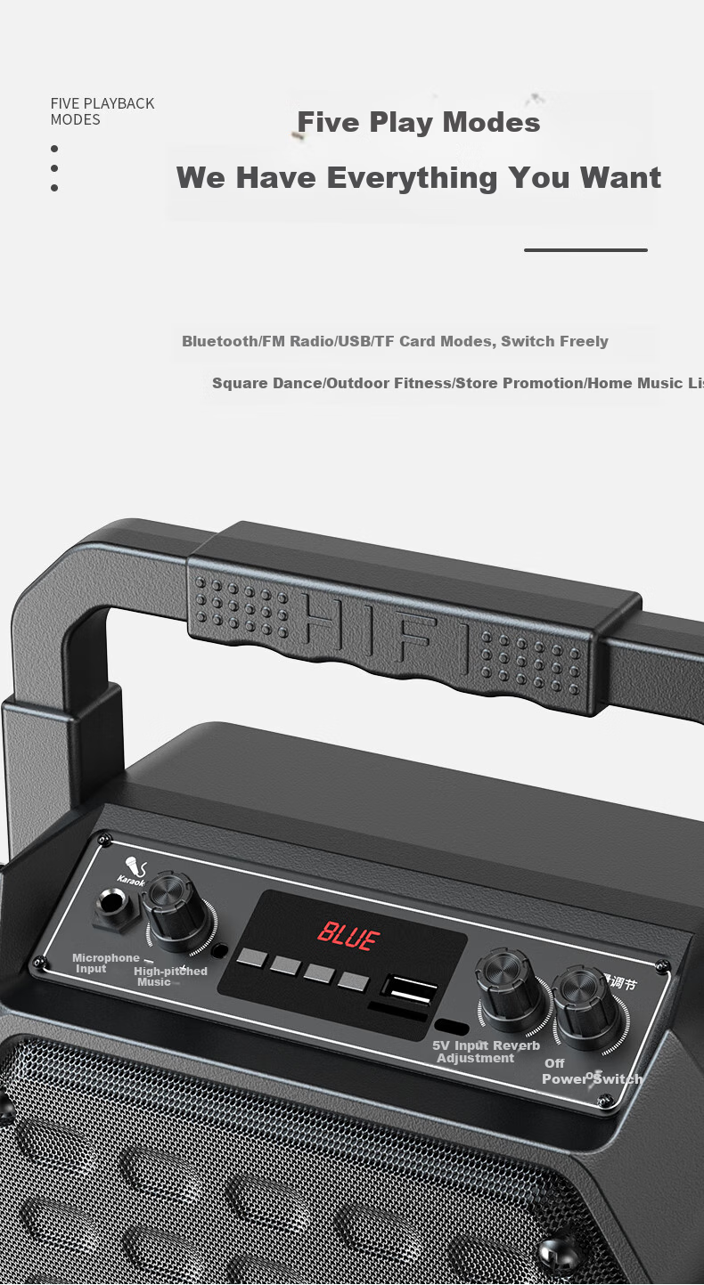 Huabao 1052 Wireless Bluetooth Speaker, Outdoor High-Volume Square Dance Sound System, Compact Home Radio, Portable Handheld Speaker for Street Vendors And Market Stalls, with Payment Code Voice Announcer 6