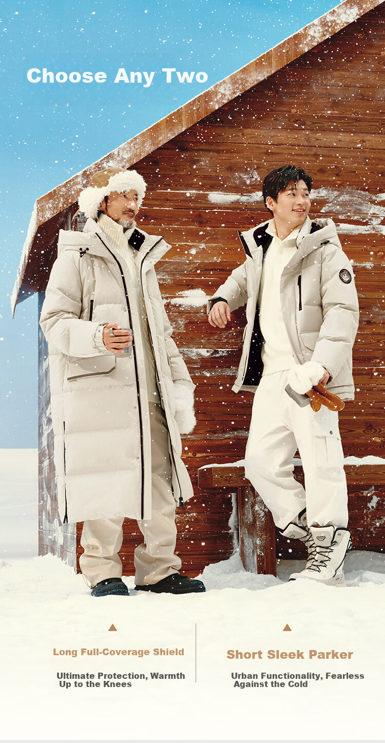 JD Original [New Product Launch] Goose down Jacket for Men And Women, Ultra-Cold Imported 95% White Goose down Long Coat, Oatmeal Color, XL Size 16