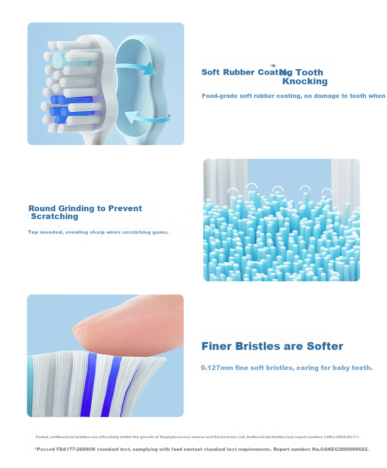Hongmengzhixuan Li Bobe Smart Children's Electric Toothbrush, Food Grade Material Baby Toothbrush for Ages 3-6 Birthday Gift for Kids, Blue Mid-Autumn Festival Gift 3
