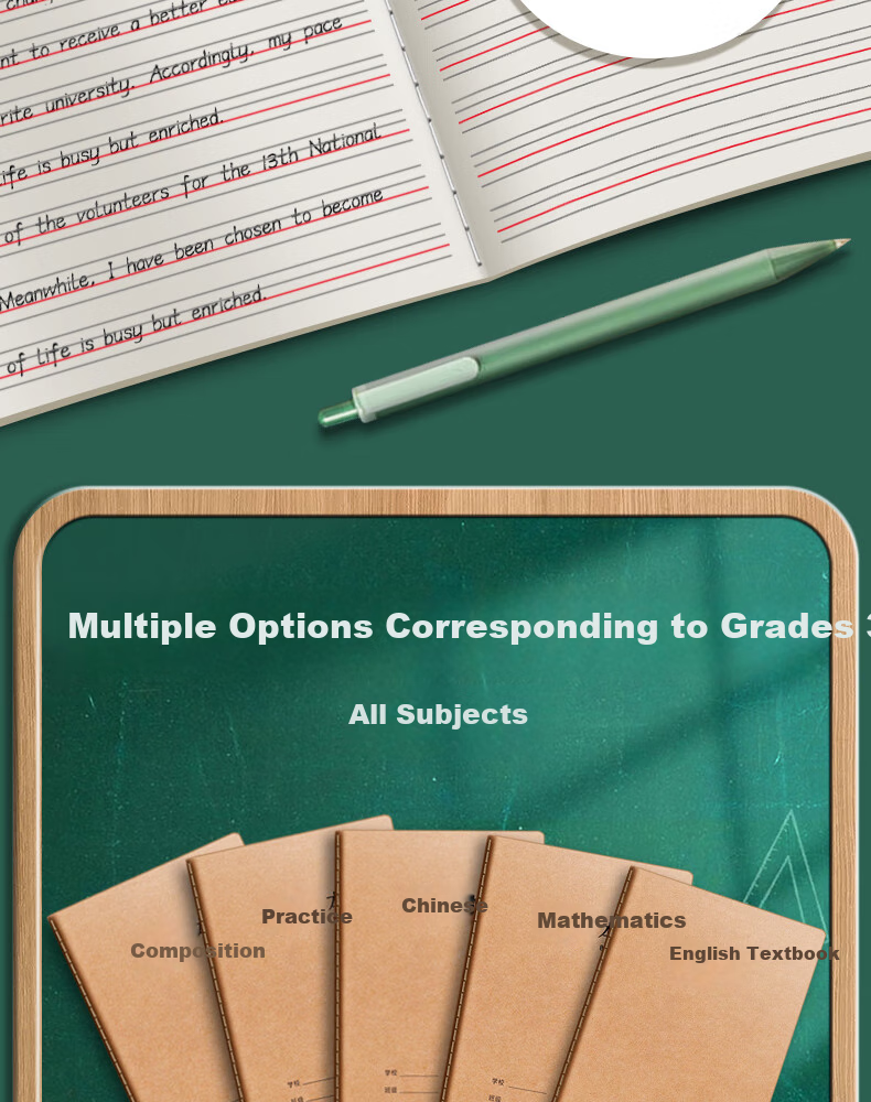 Xinshida 16K Math Notebook Homework Book for Grades 3-6, Math Practice Book, Elementary And Middle School Student Error Correction Book, Kraft Paper Arithmetic B5 Large Notebook, 5 Books Totaling 360 Pages 4