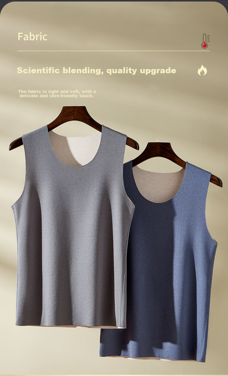 Hengyuanxiang 2-Piece Men's Thermal Vest, Winter Season [Containing Cashmere And Silk], German Wool Undershirt Vest Sleeveless Jacket for Me 4