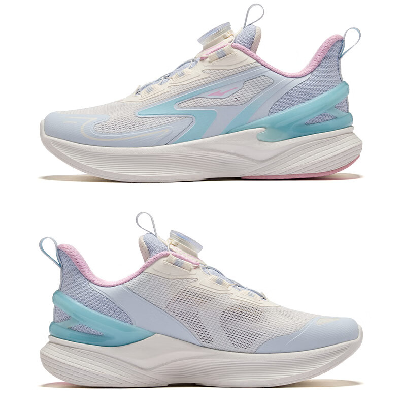 ERKE Kids Unisex Youth Sports Shoes Children's Cushioning Running Shoes Microcrystalline White/Galaxy Purple Size 34 39