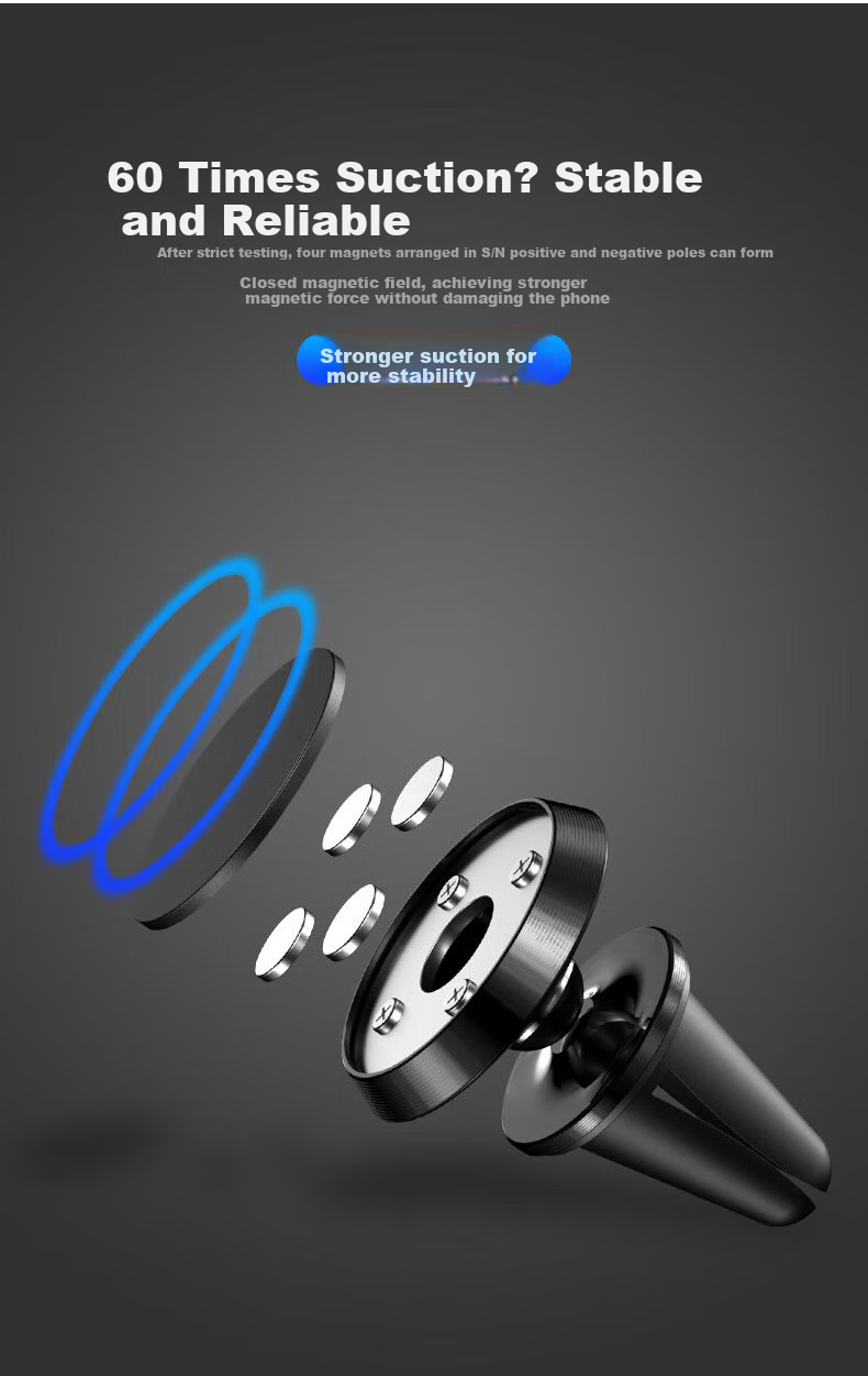 Dijialun Magnetic Car Phone Holder, Suction Cup Mount for Navigation, Center Console Magnetic Stand, Glossy Black 6