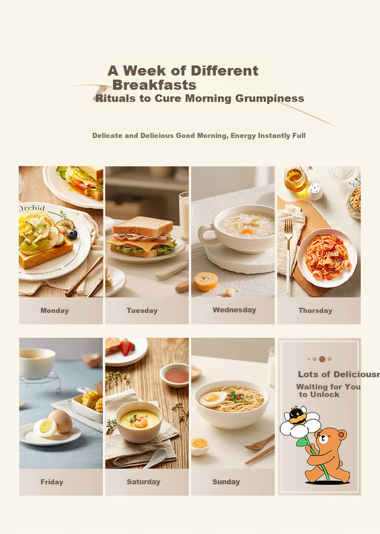 Bear Breakfast Machine, Sandwich Maker, Toaster, Bread Maker, Detachable Pancake Griddle, Electric Griddle, Light Meal Machine, Sandwich Maker DSL-C10M1 7