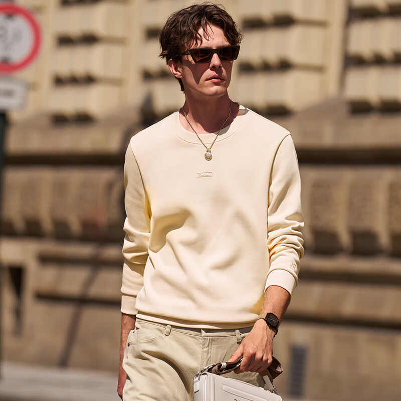 Mr.Bu Celebrity Style Crew Neck Pullover Men's Sweatshirt Autumn Winter Long Sleeve T-Shirt Base Layer Top