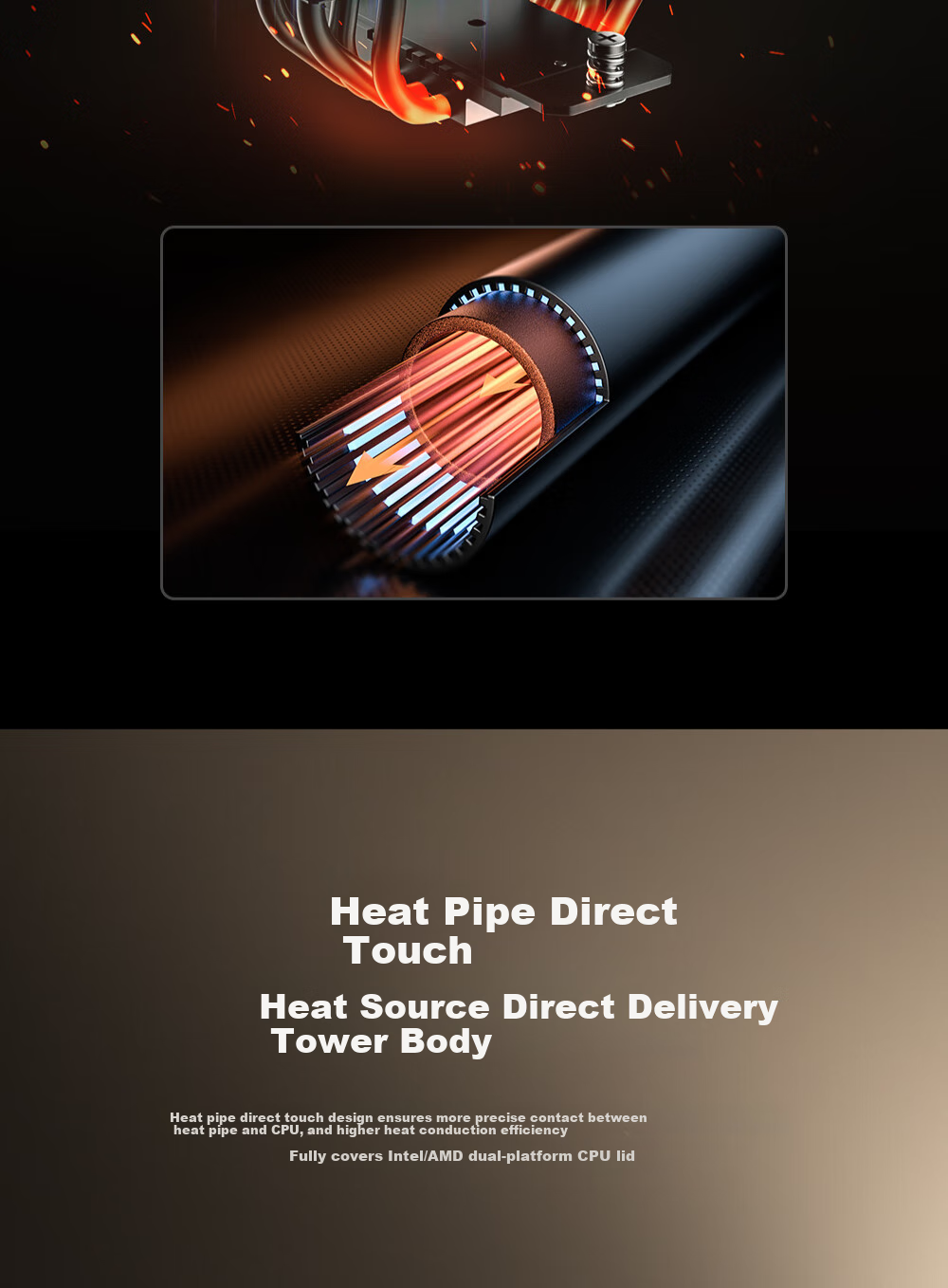Kulin (IDCOOLING) Frost 620 Black Gold Edition, 6 Heat Pipes, Dual-Tower CPU Air Cooler, Compatible with Chuangyi Guodu PROART PC Build, FROZN A620 2