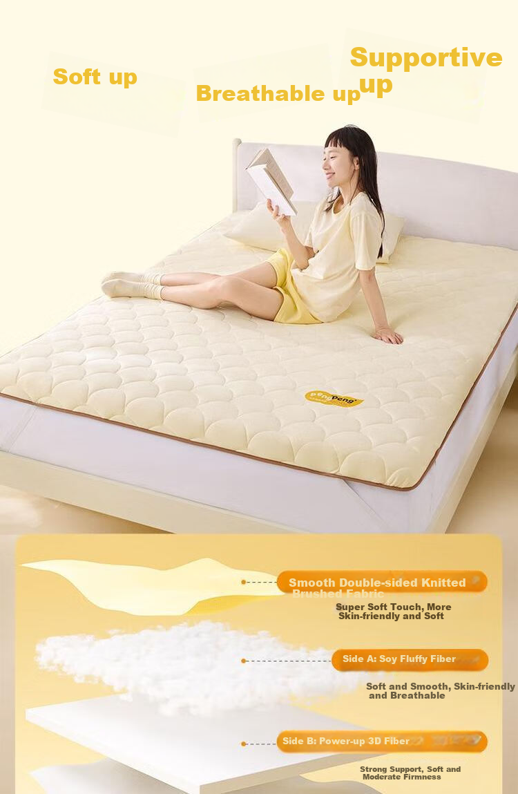 Wangyiyanxuan Mattress Pad for Double Bed, Floor Sleeping Mat, Anti-Bacterial, Soybean Fiber Mattress, 150*200*5cm 2