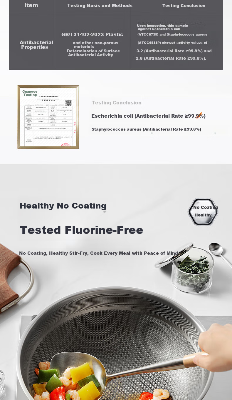 SUPOR Pure Titanium Wok, Non-Coated Non-Stick Pan, 32cm Stainless Steel Wok for Home Use, Compatible with Induction Cooker And Open Flame, Cooking Pan CC32T1 5