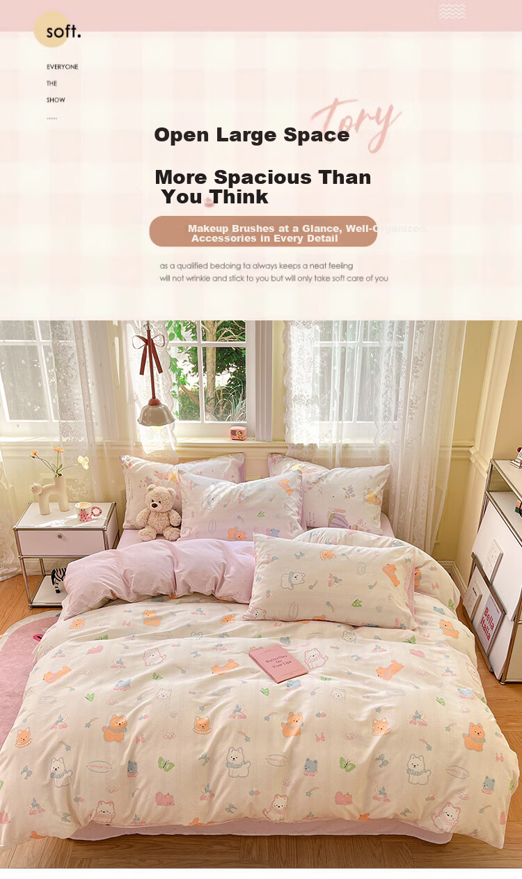 MiiOW 100% Pure Cotton Duvet Cover, Bedding All-Cotton Single Student Dormitory Quilt Cover, Single Piece, 150*200cm 1