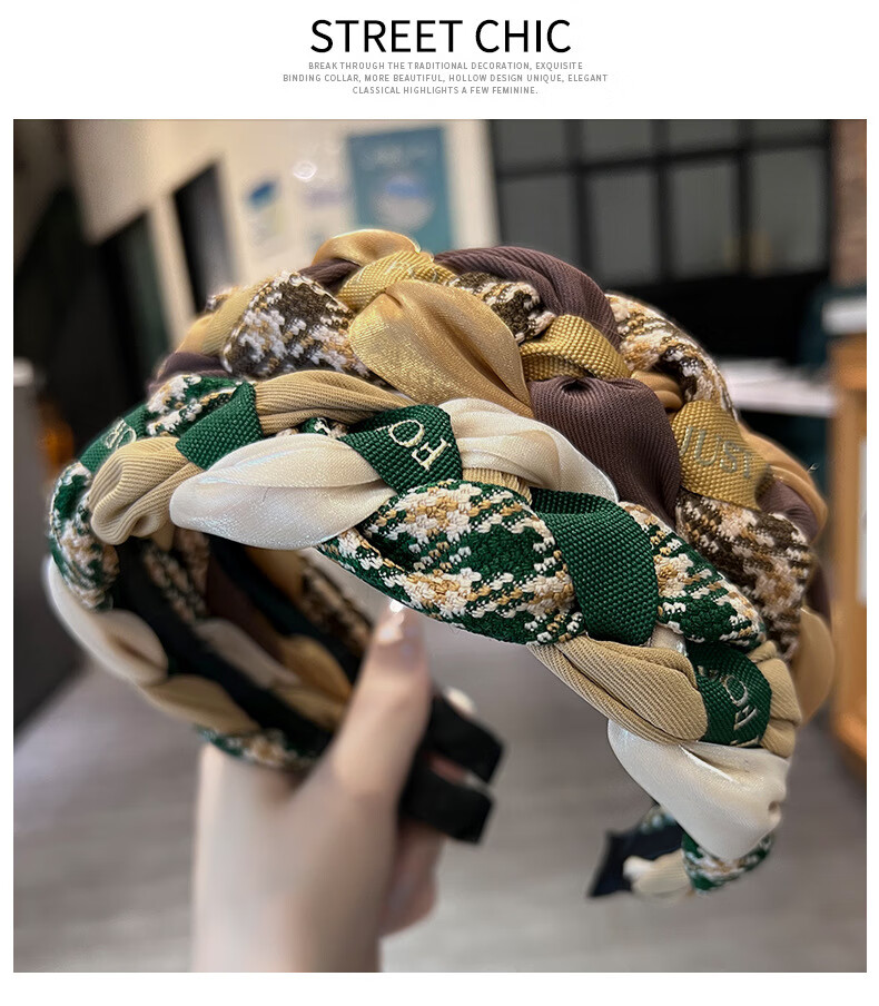 Jiaoxuefei Ruched Crystal Headband 2025 New High Crown Forehead Hair Press Tie Versatile Outdoor Headband 8