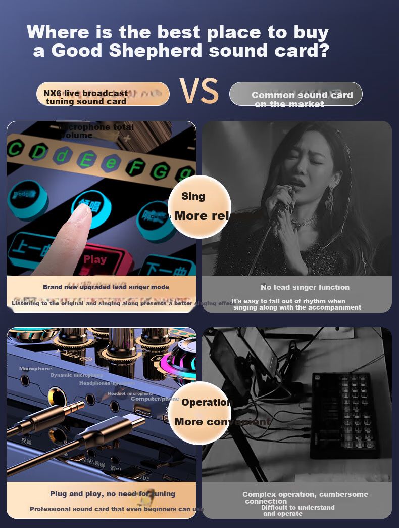 Haomuren Sound Card Kit, Live Streaming Equipment Set, Karaoke Microphone, Mobile Phone Singing Specialized, Internet Celebrity Douyin Host Outdoor Voice Recording, Professional Microphone, Computer Voice Changer 3