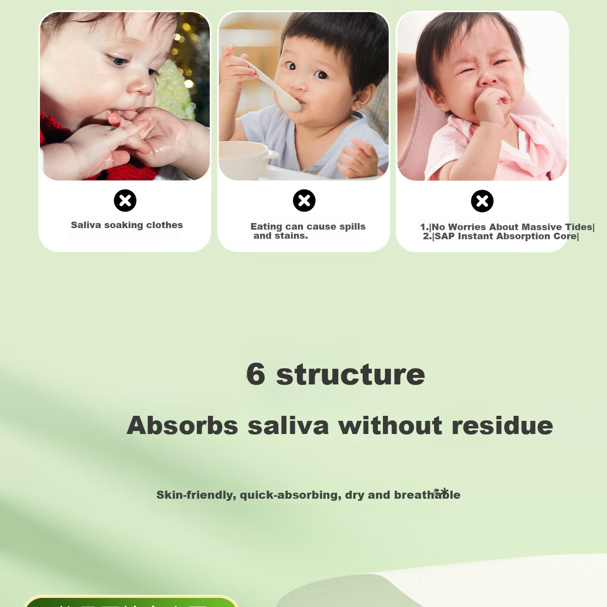Ankexin Disposable Drool Bibs, Baby Bibs, Newborn No-Wash Bibs, Enlarged Inner Diameter, Food Bibs, 40 Pieces, Rabbit Desig 2