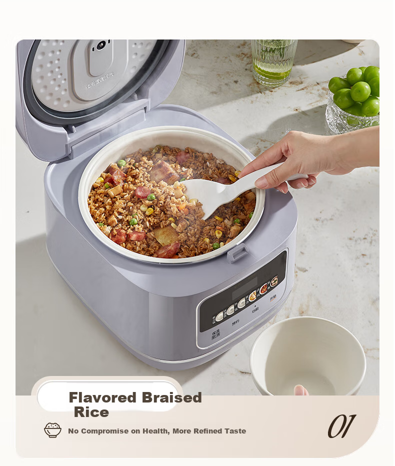 Midea Rice Cooker 3-4 People 4L Household Ceramic Antibacterial Wear-Resistant Inner Pot One-Touch Firewood Rice Quick Cooking Smart Reservation Multifunctional Micro-Pressure Stew Rice Cooker MB-4E61 9
