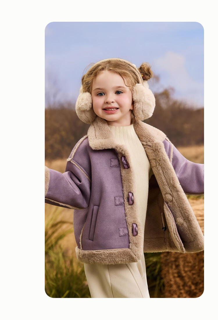 ASK JUNIOR Kids' Coat 2025 Autumn Toddler Horn Button Plush Coat Girls' Lapel Sweet Cute New Year Top 12