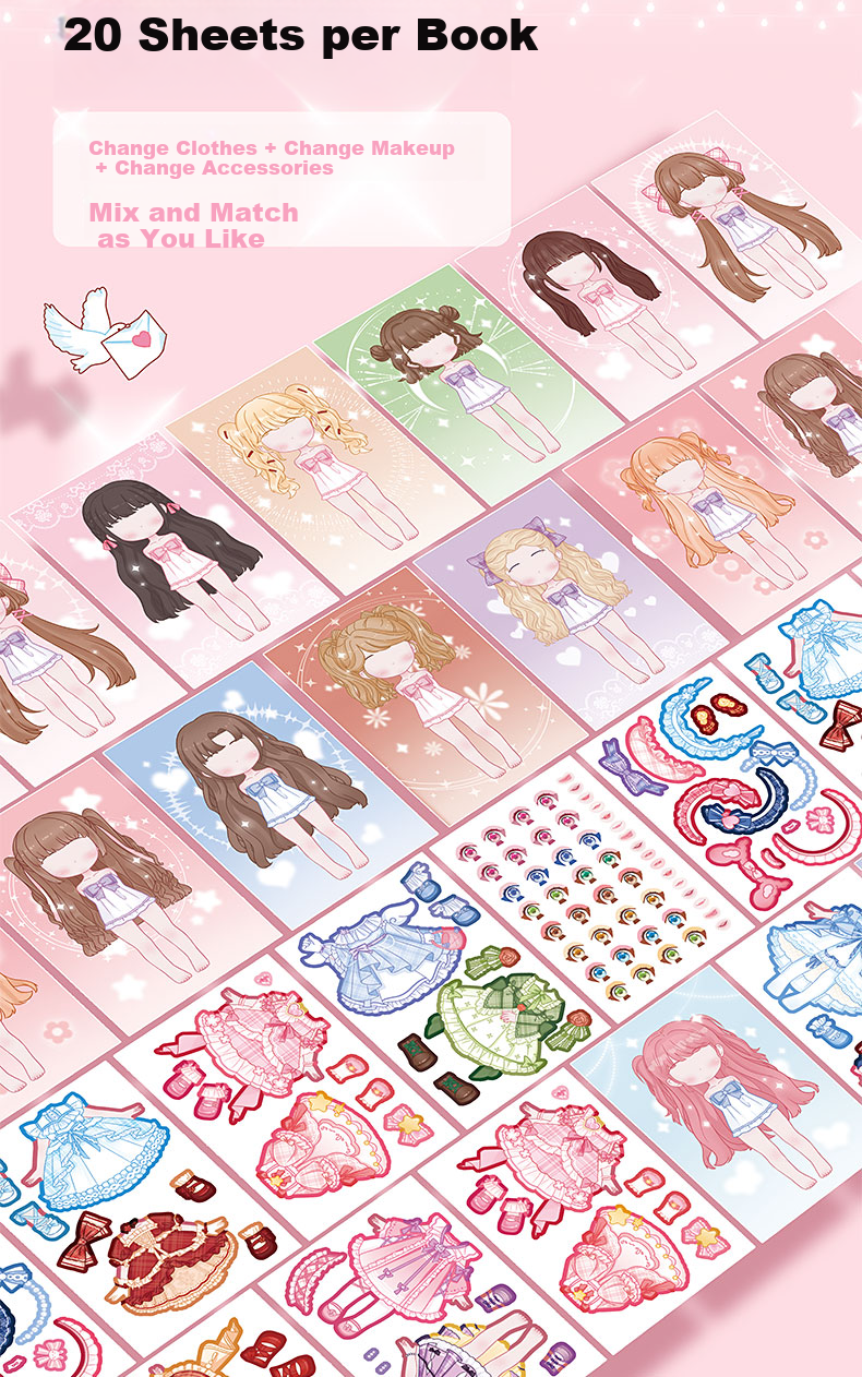 Kabaxiong Kindergarten Graduation Dress-Up Stickers, Princess Dress-Up Stickers, Girls' Toys, Children's Toys, Sticker Girls, Reward Stickers, No-Cut Stickers 3
