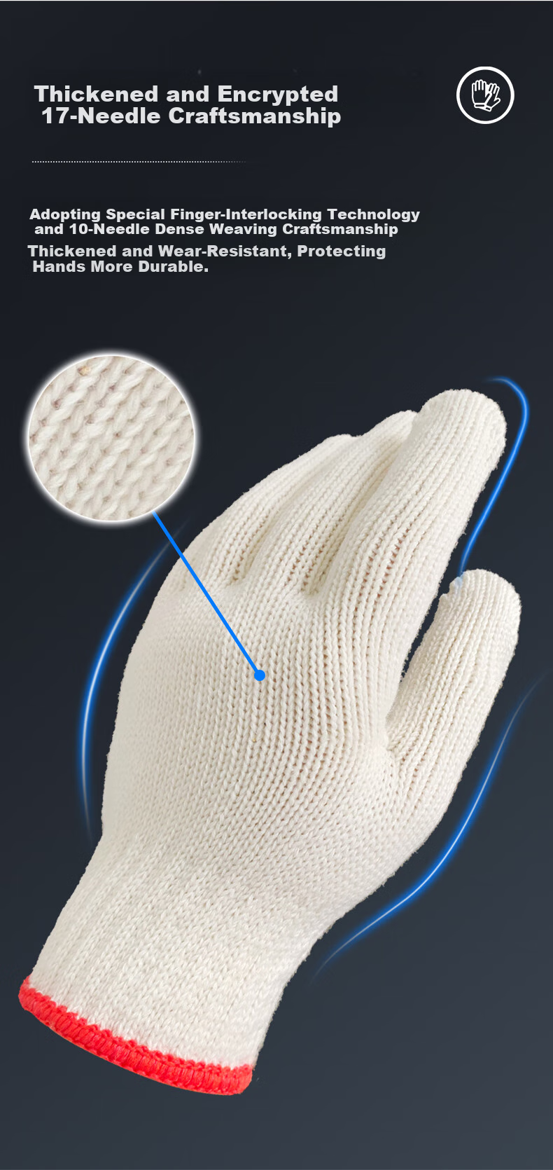 Shengfang Gloves, Labor Protection, Wear-Resistant, Work Anti-Slip, Thickened Cotton, White Cotton Yarn, Construction Site Gloves, 700G Thickened, 24 Pairs 4