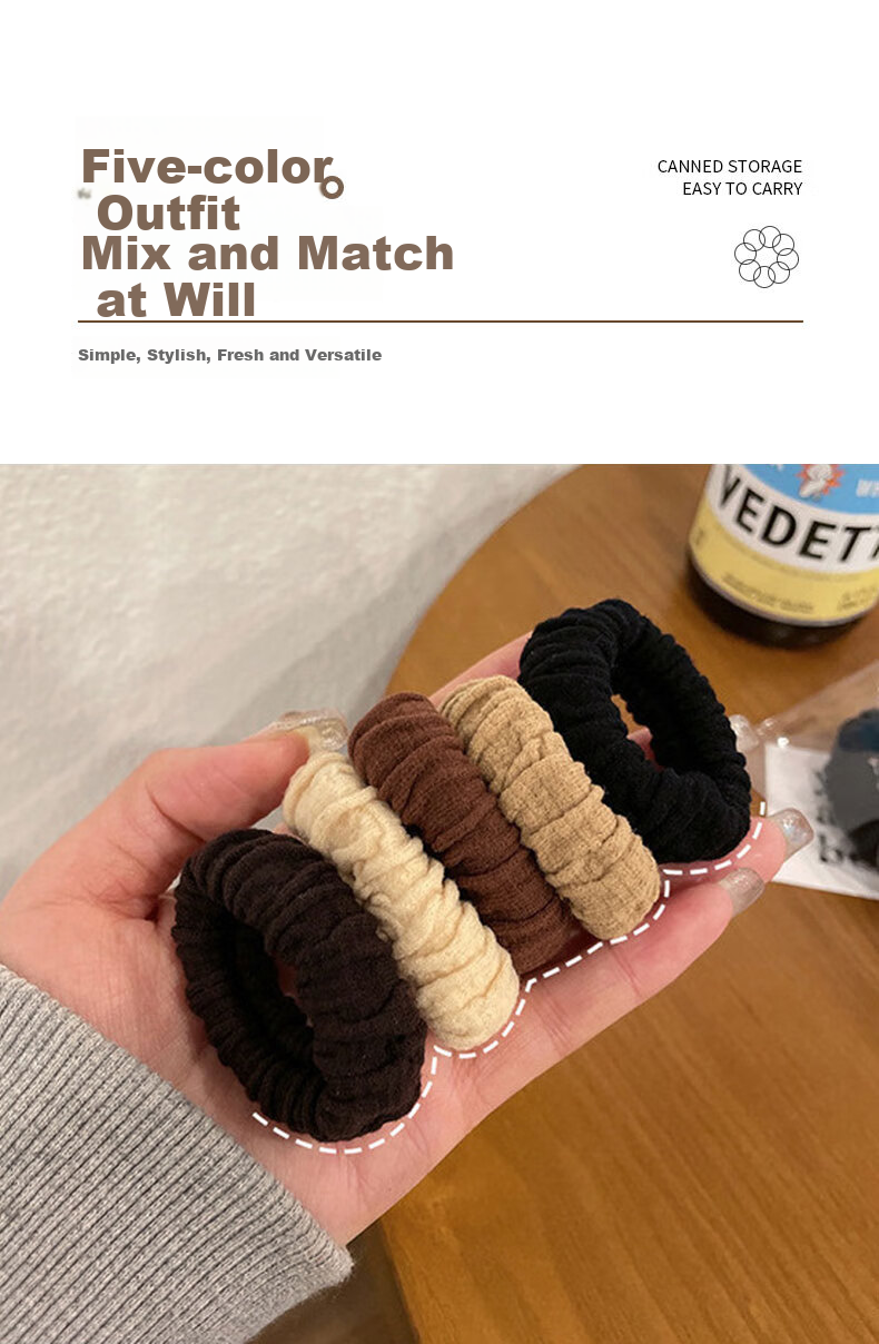 Chense Hair Ties [5 Mixed Colors], Seamless High Ponytail Hair Bands, Elastic Hair Bands, Hair Ties for Wome 2
