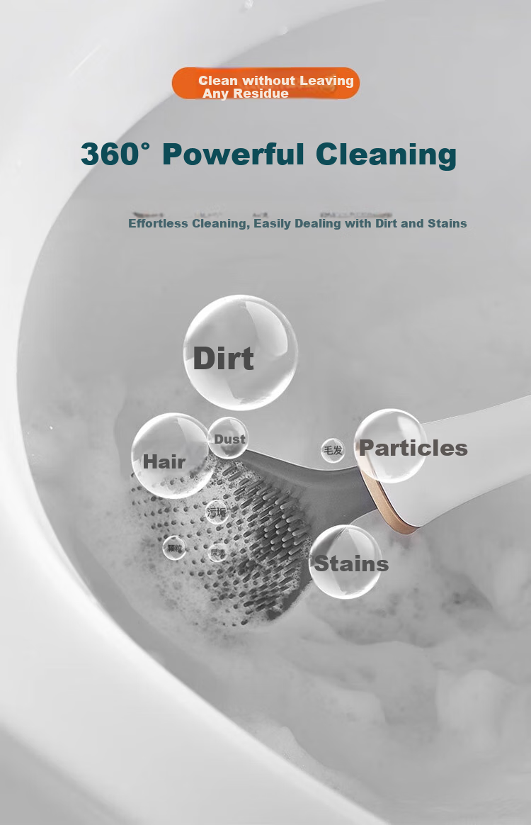 Cigeman Toilet Brush Set with Silicone Head, No Drilling Required, Long Handle Bathroom Toilet Brush, No Dead Angle Cleaning Tool 7