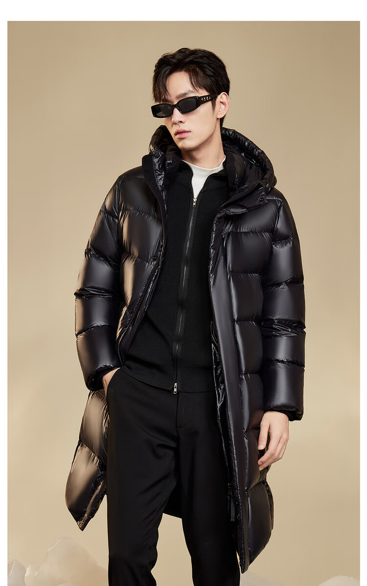 Snow Flying Obsidian Goose Down Hooded Thickened H-Edition Down Jacket Recommended by Cheng Yi 12