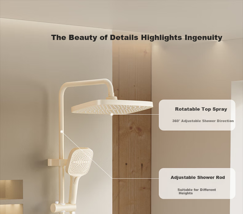 Micoe M3+Pro Thermostatic Shower Set Four Seasons Bathroom High-Pressure Shower Head Milk White 17