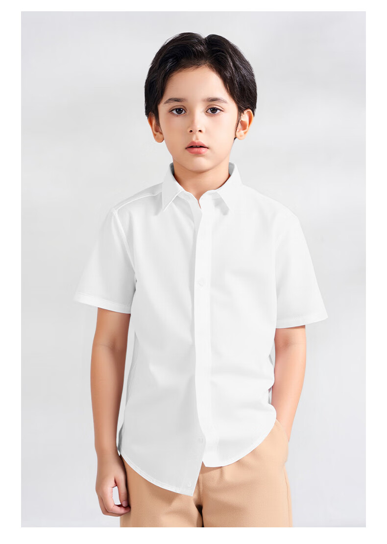 Shanshan Kids Short Sleeve Shirt Boys Girls White Shirt School Uniform Performance Costume White 120 18