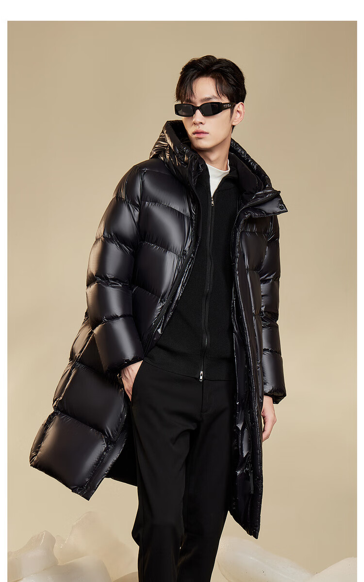 Snow Flying Obsidian Goose Down Hooded Thickened H-Edition Down Jacket Recommended by Cheng Yi 10